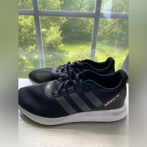 black and gray worn once adidas sports shoes
